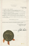 Certificate, 1981 July 24, Recognition by the Governor of Kansas by John Carlin
