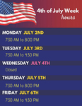 2018 4th of July Week Hours by Leonard H. Axe Library
