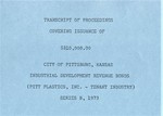 Pittsburg Industrial Revenue Bonds Collection, 1971-1994