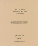 Will Humble Memorial Recital by his Students by Kansas State Teachers College