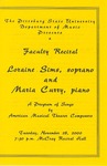 Faculty Recital Loraine Sims, soprano and Maria Curry, piano