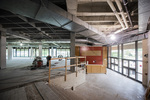 Axe Library Interior Construction Renovation First Floor, View of Lobby by Sam Clausen